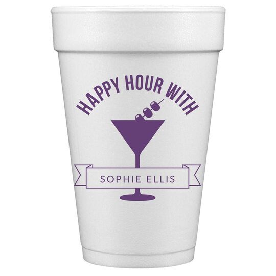 Happy Hour Martini Styrofoam Cups